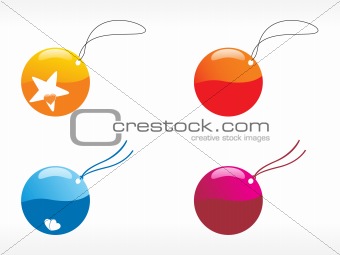 rouded glossy vector tags in orange, blue, red and purple