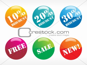 rounded colorful dscount tag vector