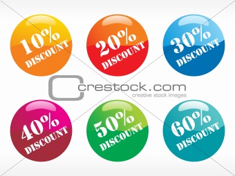 six rounded glossy tags for discount