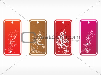 vector floral tags with white frame