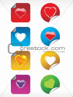 vector stickers with love in squire and rounded