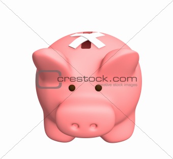 Piggy bank with the closed hole