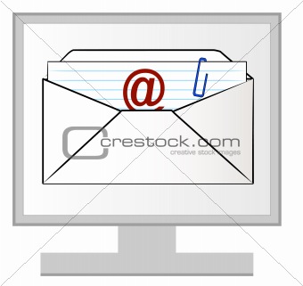 email letter on computer monitor