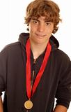 teenage boy with winning medal