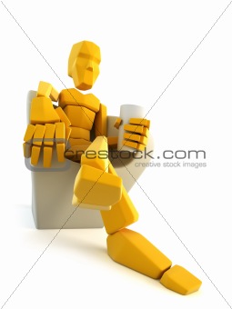 symbolic man relax in easy chair