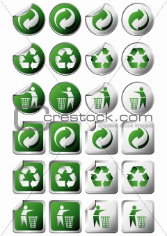 Recycle symbol stickers
