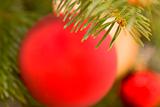 Blurred christmas tree decorations background