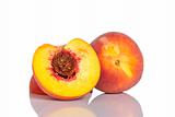 Two half of peach fruit