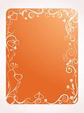 white frame with floral and hearts on orange background