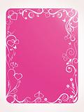 white frame with floral and hearts on pink background