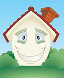 Happy smiling house character