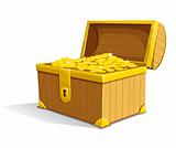 vector old wooden box with gold money