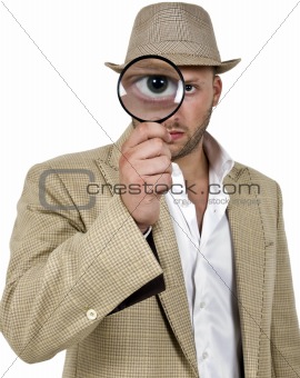 detective holding magnifier