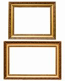 Two gold plated wooden picture frames isolated