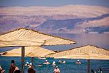 Sunshades on the Dead Sea beach 