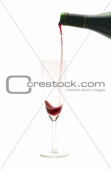 red wine on white background