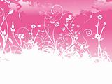 banner grunge floral background, pink