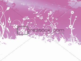 banner grunge floral background, purple