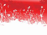 banner grunge floral background, red