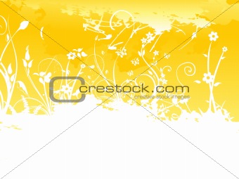 banner grunge floral background, yellow