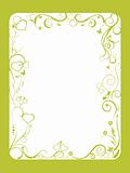 green frame with floral and hearts on white background