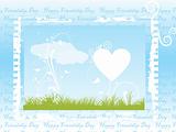 grungy frame of  hearts and cloud, vector