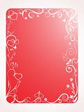 red frame with floral and hearts on white background