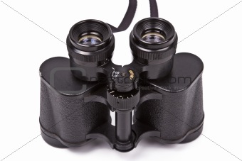 Black binoculars isolated on white 