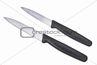Two kitchen knives isolated on white