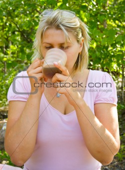 woman drinks tea