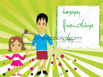 friendship banner of two friends, vector illustration
