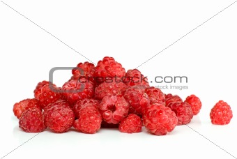 Red ripe raspberry pile