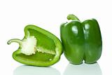 Green sweet pepper and half