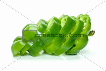 Sliced green sweet pepper