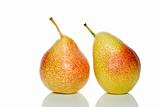 Pair of spotty yellow-red pears