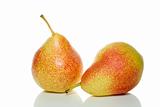 Pair of spotty yellow-red pears