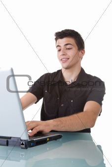 Young Man Using a Laptop