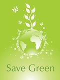 green globe between environmental protection concept