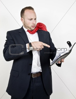 businessman looking folder