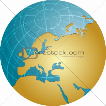 Map of Europe on sphere  illustration