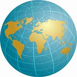 Map of the world illustration on globe grid