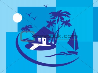 summer holiday with palm tree and parasol on the beach series_10