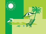 summer holiday with palm tree and parasol on the beach series_2