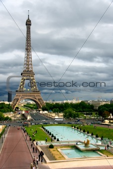 Storm clouds on the Eiffel Tower