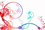 Red Blue Purple Abstract Curving Line Vines