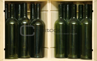 Empty green bottles