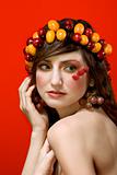 Fruit beauty woman portrait - vegetarian ideal