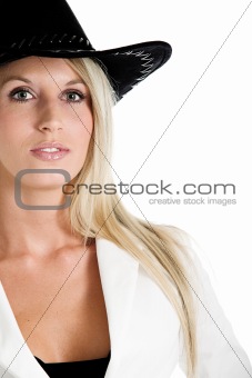 Blond woman hat.