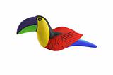 Isolated Brightly colored handcarved wooden toucan