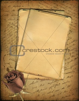 old paper with the hand-written text and a rose